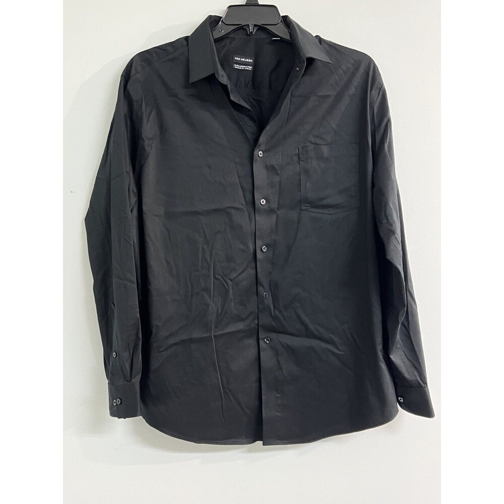 Van Heusen Wrinkle Free Black Dress Shirt Size Xl